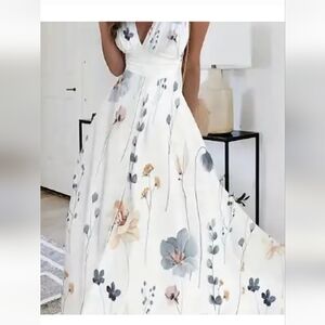 Floral print womans plunging necline